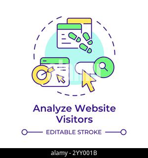 Analyze website visitors multi color concept icon Stock Vector