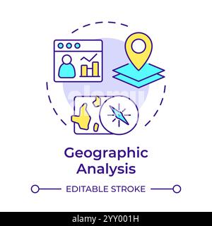 Geographic analysis multi color concept icon Stock Vector