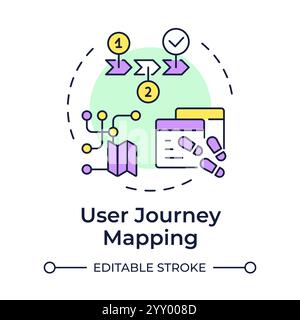 User journey mapping multi color concept icon Stock Vector