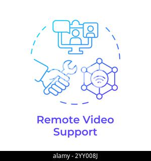 Remote video support blue gradient concept icon Stock Vector