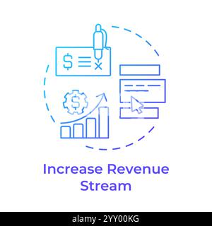 Increase revenue steam blue gradient concept icon Stock Vector
