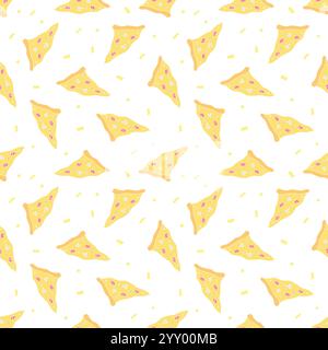 Seamless pizza pattern.pizza background. Doodle vector pizza illustration. Fast food vector pattern Stock Vector