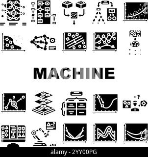 machine learning algorithm model icons set vector Stock Vector