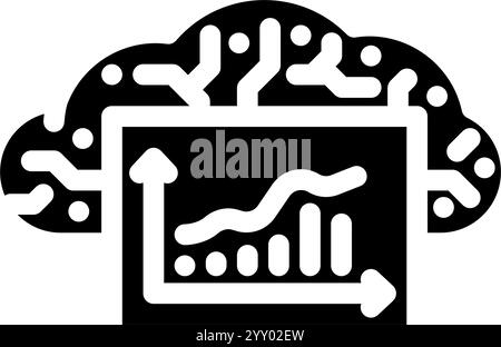 computing graph cloud glyph icon vector illustration Stock Vector