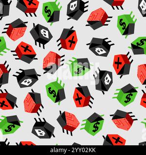 Computer virus bug pattern seamless. Spyware for your pc background. Network system infection texture Stock Vector