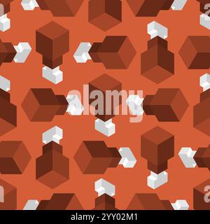 Fried chicken leg isometric pattern seamless. Fast food background Stock Vector
