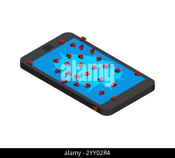 Virus from smartphone. Concept of telephone infection with spyware Stock Vector