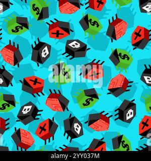 Computer virus bug pattern seamless. Spyware for your pc background. Network system infection texture Stock Vector