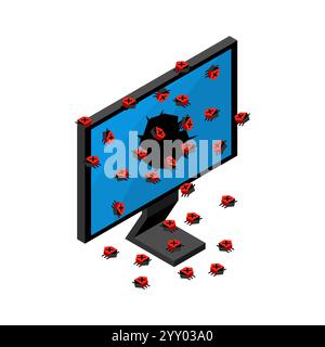 Virus from PC. Concept of Computer infection with spyware Stock Vector