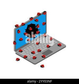 Virus from PC. Concept of Computer infection with spyware Stock Vector