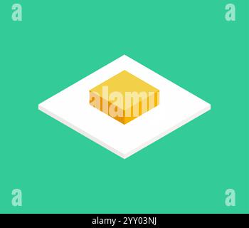 Fried egg isometric illustration. Fast food isolated Stock Vector