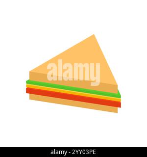 Sandwich isometric illustration. Fast food isolated Stock Vector