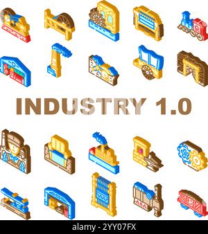 industry 1 industrialization icons set vector Stock Vector Image & Art ...