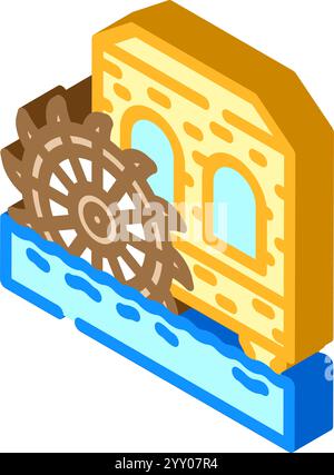 water mill isometric icon vector illustration Stock Vector Image & Art ...