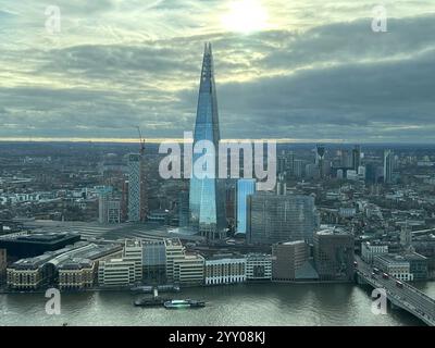 View of The Shard from Sky Garden London's Highest Public Graden in London on 16th December, 2024 Stock Photo