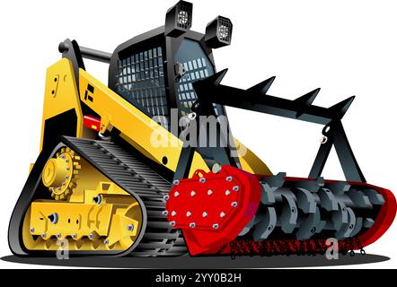 Vector Cartoon Mulcher Tractor. Available EPS-10 vector format separated by groups for easy edit Stock Vector