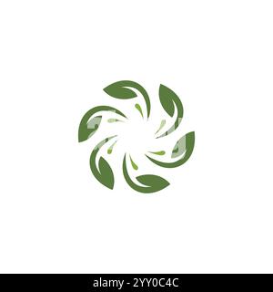 Abstract Circle Leaves Logo Design. Organic Icon Stock Vector