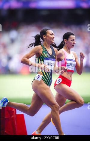 Adelle Tracey participating in the 800 meters  at the Paris 2024 Olympic Games. Stock Photo