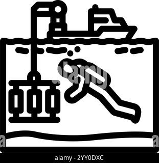 oceanographer equipment world ocean line icon vector illustration Stock ...