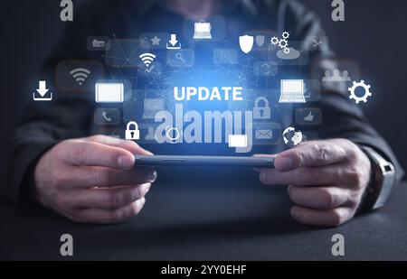 Update software application. Technology. Internet Stock Photo