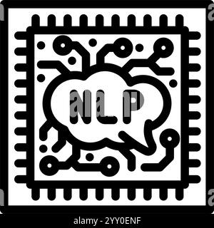 language processor chip nlp line icon vector illustration Stock Vector ...