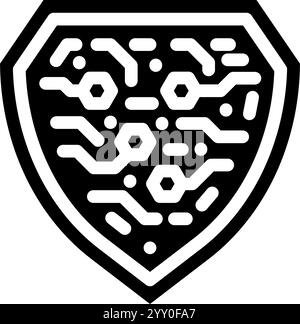 cybersecurity shield industry glyph icon vector illustration Stock ...