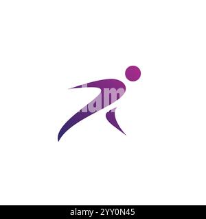 Letter R Run Logo Design. People Running Logo Stock Vector