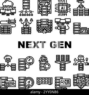 next gen data center virtual icons set vector Stock Vector Image & Art ...