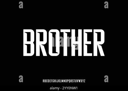 Modern strong condensed brother sans serif alphabet display font vector Stock Vector