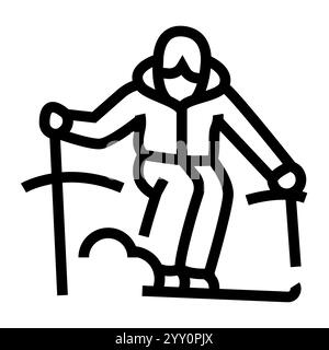 Skier line black icon. Sign for web page, mobile app, button, logo. Vector isolated button. Editable stroke. Stock Vector