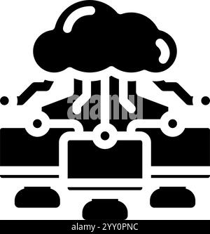 cloud infrastructure data center glyph icon vector illustration Stock ...