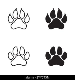 Dog paw print logo icon design. Dog footprint silhouette sign illustration, vector. Stock Vector