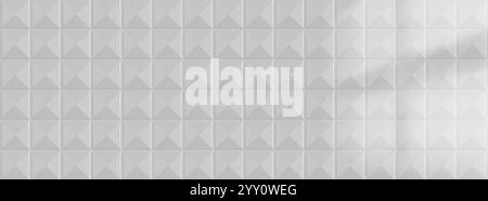 Geometric white mosaic with raised pyramid patterns. Clean minimalist tile design. Elegant surface texture. Modern pool covering. Seamless repeating s Stock Vector