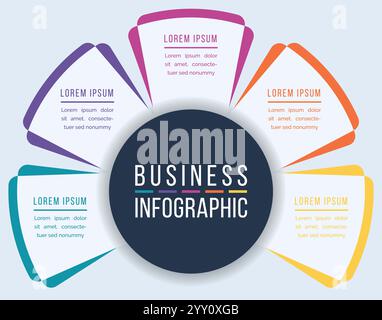 5 Options Infographic design 5 Steps, objects, elements or options business information template Stock Vector