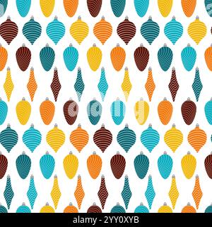 Seamless pattern with christmas balls on white background. Vector illustration Stock Vector