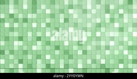Green mosaic made of square tiles in different shades. fresh design pattern for decorating swimming pool, bathroom, kitchen or modern interiors. Room Stock Vector