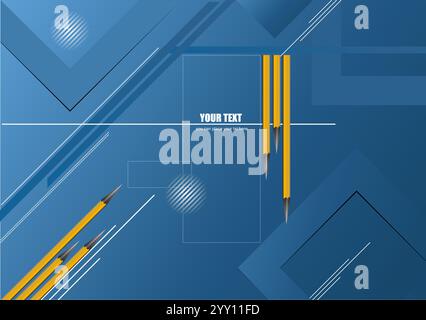 Abstract 3d blue architectural composition with balls and lines Stock Vector