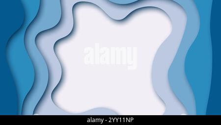 Abstract Blue Background with Blue Paper Cut shapes banner design. Vector illustration. Stock Vector