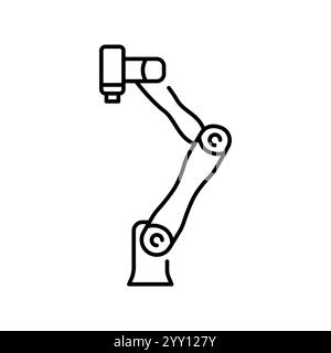 collaborative robot black line icon. Vector isolated element. Editable stroke. Stock Vector