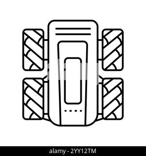 scout robots black line icon. Vector isolated element. Editable stroke. Stock Vector