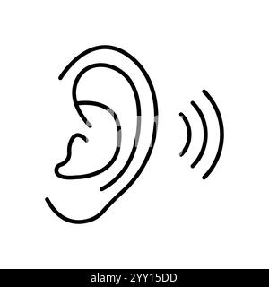 Ear vector icon, hearing symbol. Simple, flat design for web or mobile app Stock Vector