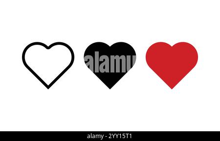 Collection of heart illustrations, Love symbol icon set, love symbol vector. Stock Vector