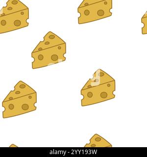 Seamless Cheese Pattern on White Background Stock Vector