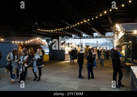 Christmas Winter Market on the Southbank by the River Thames, London Stock Photo