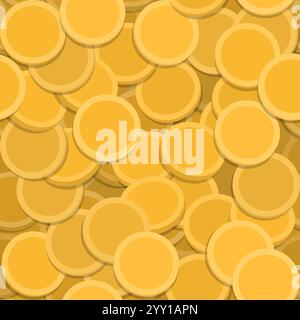 Many precious golden coins seamless pattern background, earning and winning concept Stock Vector