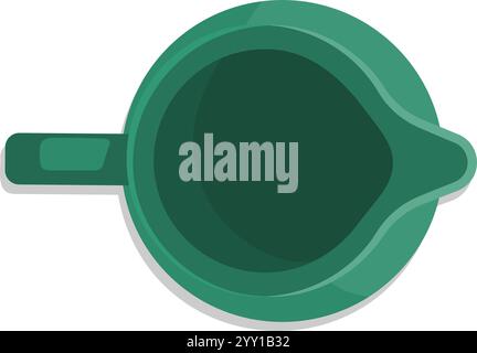 Empty green jug top view, kitchen utensils, isolated on white background Stock Vector