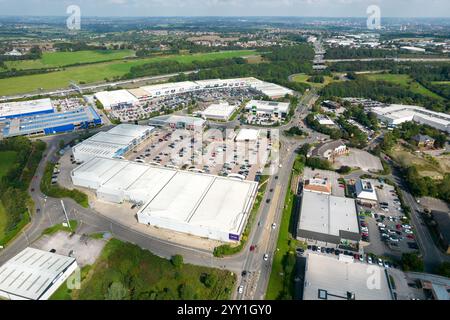 Retail Parks adjacent to M62, Batley, Leeds, West Yorkshire, WF17 Stock Photo