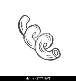 Italian pasta cavatappi (chelletnani). Hand drawn sketch style illustration of traditional italian food. Best for menu designs and packaging. Stock Vector
