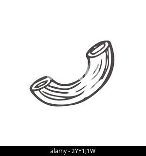 Pasta line concept. Cornetti shape of macaroni. Traditional italian cuisine and kitchen. Poster or banner for website. Linear flat vector illustration Stock Vector
