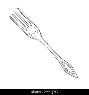 Hand drawn Fork Spoon Knife Dessert Spoon Cutlery Sketch Illustration Stock Vector